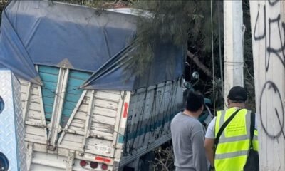 Camion accidentado dentro de una casa